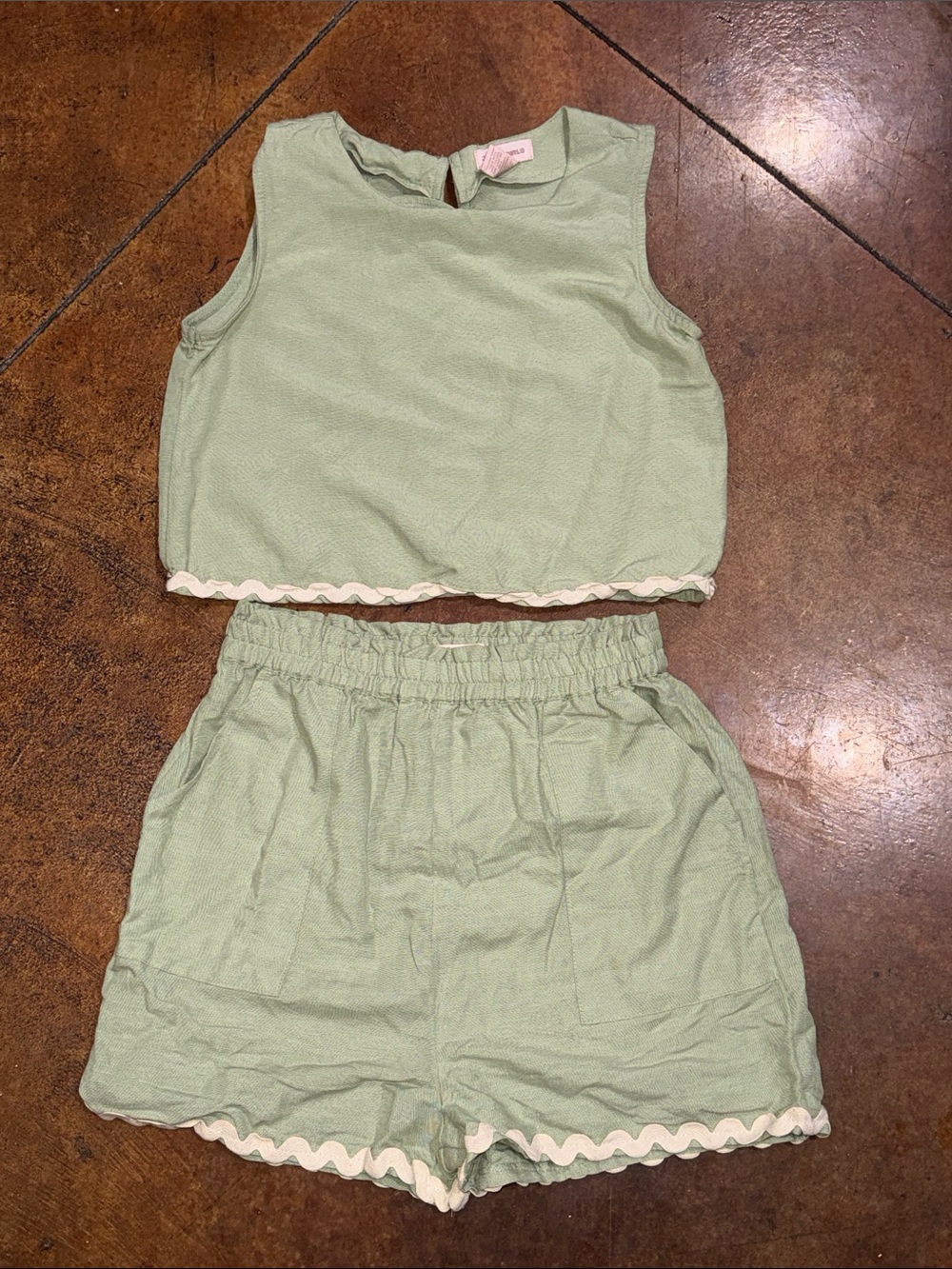 Girls' Sage Green Two-Piece Shorts Set